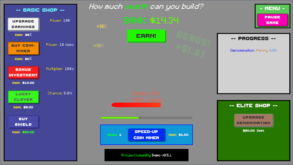 Project Liquidity Game Screen