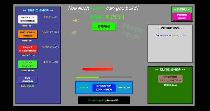 Project Liquidity Game Screen Demo Version