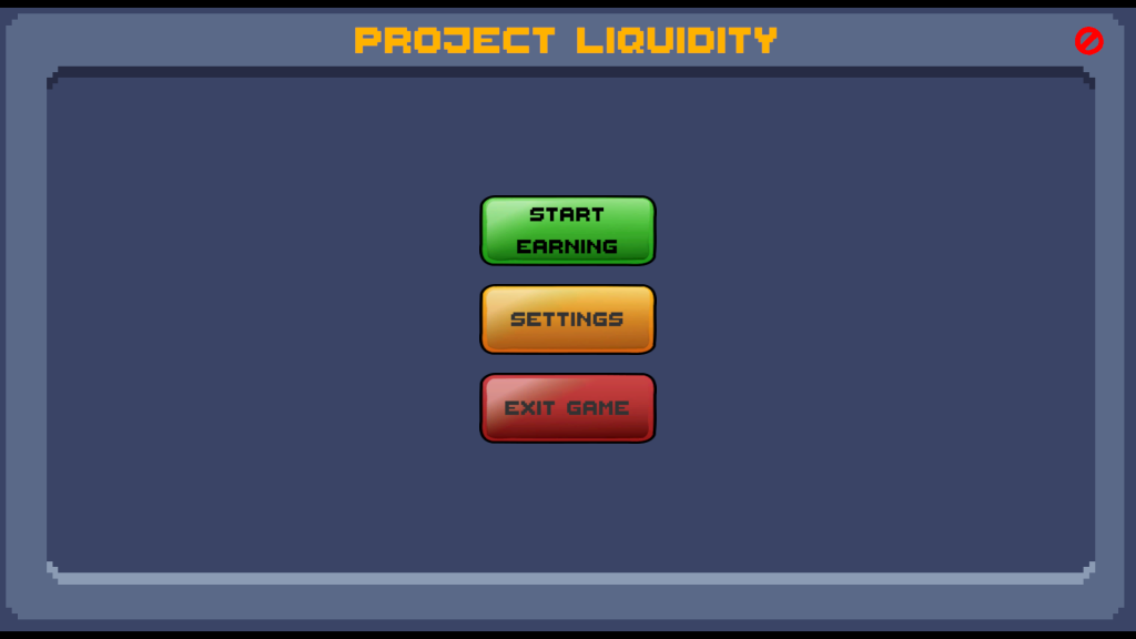 Project Liquidity Main Menu